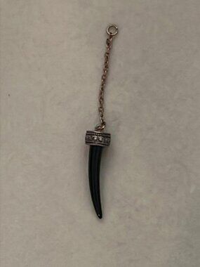Black Horn with Gold Tone Setting Pendant
